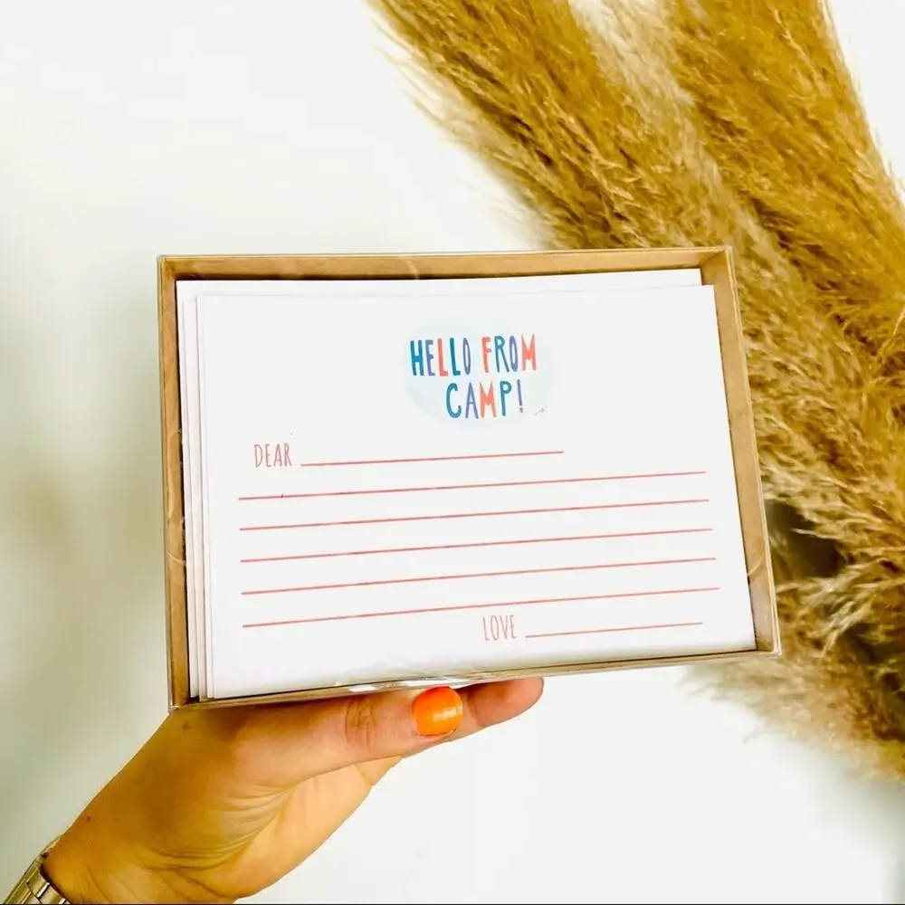NEW ANTHROPOLOGIE White Red Blue Illustrated Camp Retro Card Notecards s/10